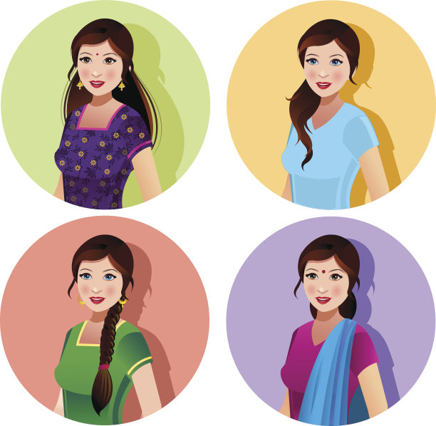 穿着各种传统服装的印度妇女图片下载