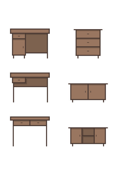 书桌和衣柜家具图标图片下载