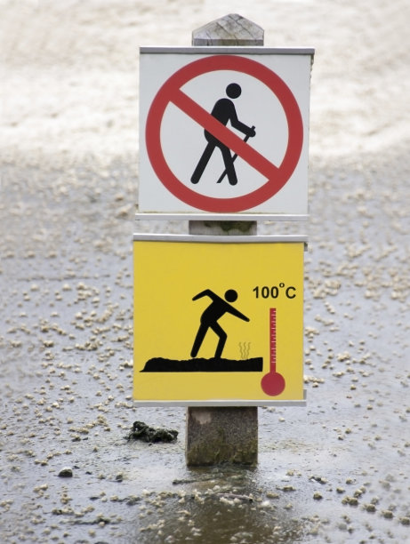 100度黄色警告标志图片下载