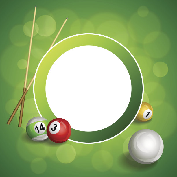 背景绿色台球球杆红球圈框向量图片下载