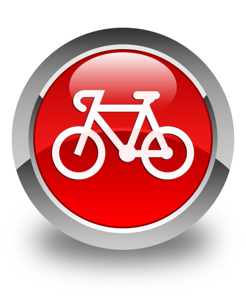 自行车图标亮红色圆形按钮图片下载