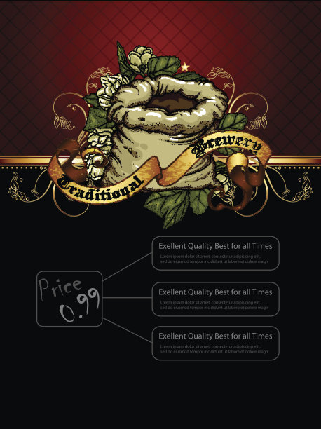 华丽的框架与啤酒元素图片下载