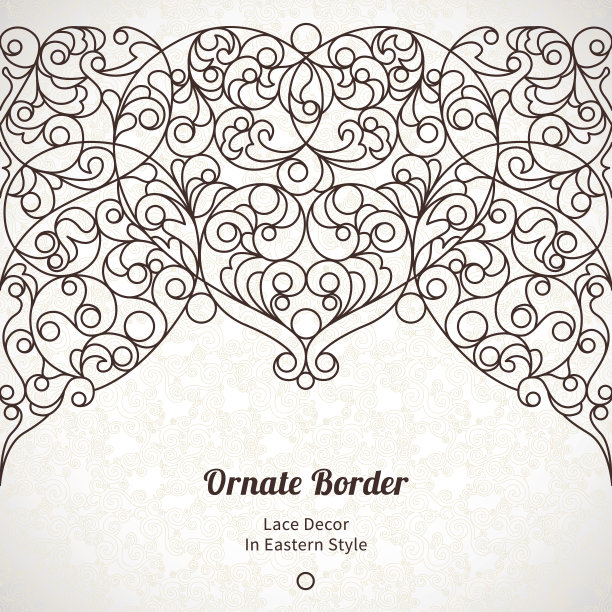 向量华丽无缝边界在东方风格。素材图片