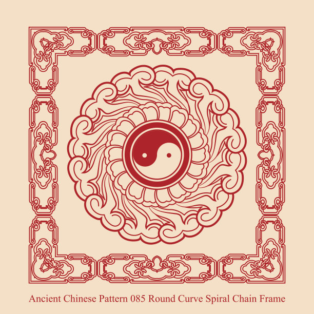 中国古代图案_085圆曲线螺旋链架图片下载