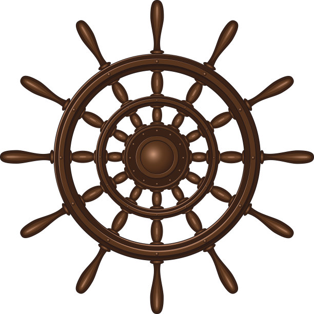 木制方向盘隔离白色图片下载