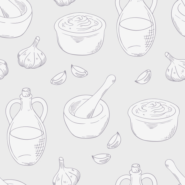 轮廓蒜泥蛋黄酱无缝图案背景图片下载