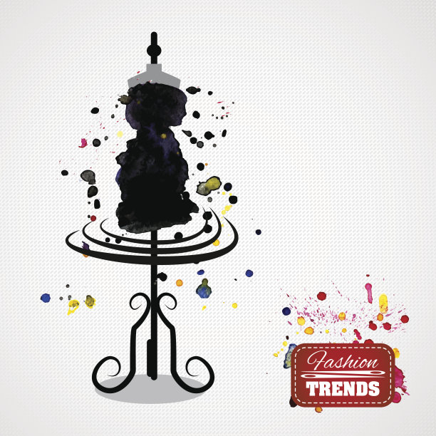 水彩黑色小衣服上的人体模特图片下载