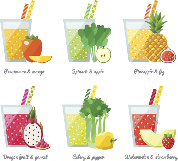 果蔬冰沙(果汁)矢量概念。现代平面设计。图片下载