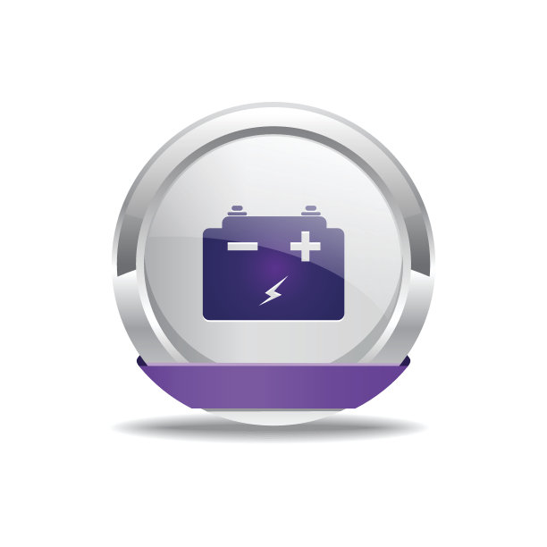 电池紫色矢量图标按钮图片下载