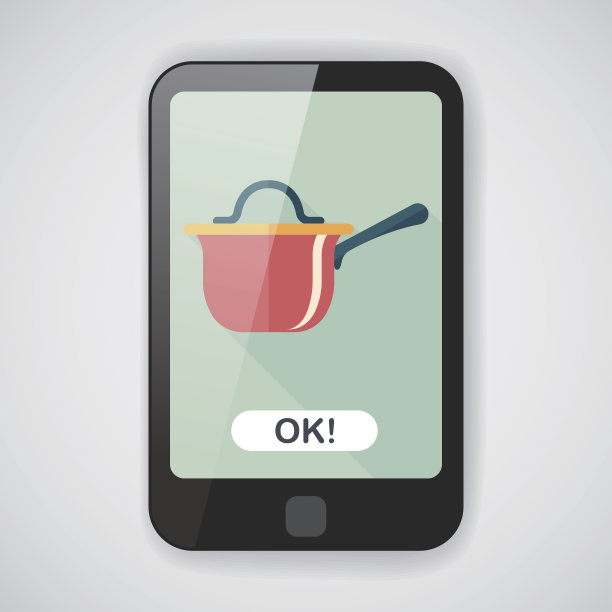 厨房用具平底锅图标与长阴影，eps10图片下载