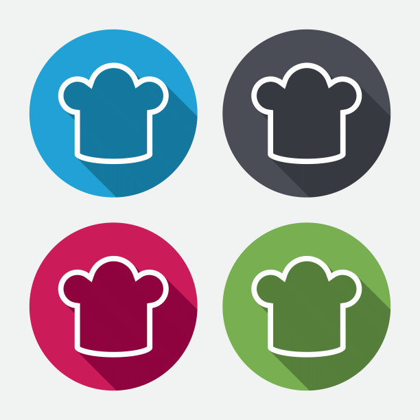 厨师帽标志图标。烹饪的象征。图片下载