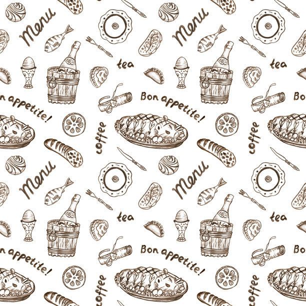 食物手绘无缝图案图片下载