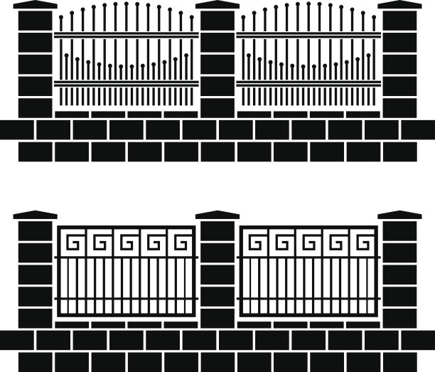 金属华丽的栅栏黑色图标图片下载