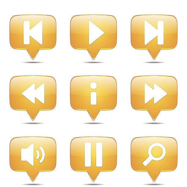 多媒体控制器正方形矢量黄色图标设计集图片下载