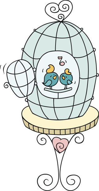 可爱的小鸟在笼子里图片下载