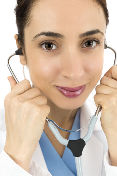 一个女医生与听诊器的特写图片下载