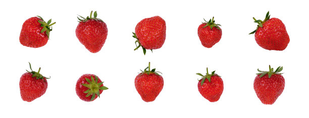一套新鲜，天然的红草莓图片下载
