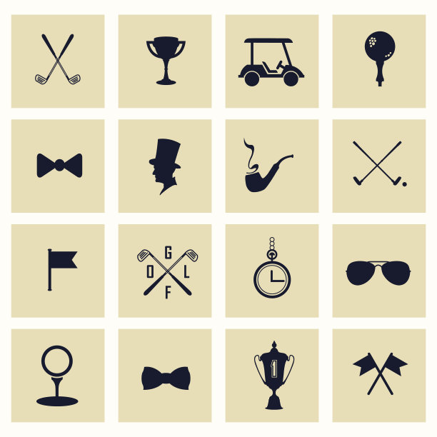 矢量插图设置高尔夫图标。图片下载