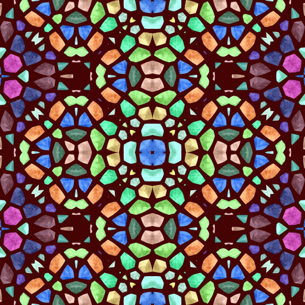 对称万花筒彩色玻璃图片下载