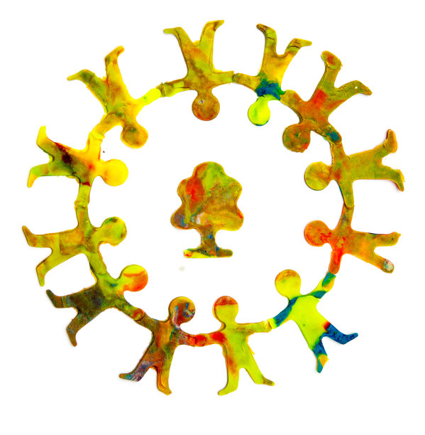 一群形形色色的欢乐的橡皮人组成的小圈子图片下载