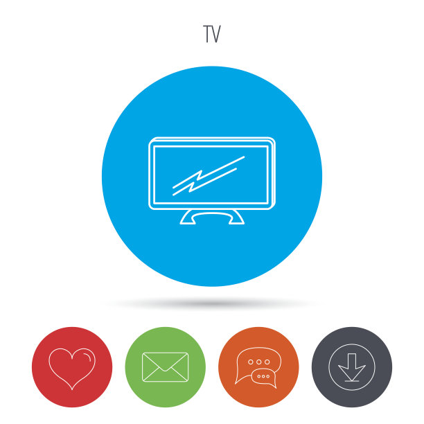 液晶电视图标。领导监控信号。图片下载