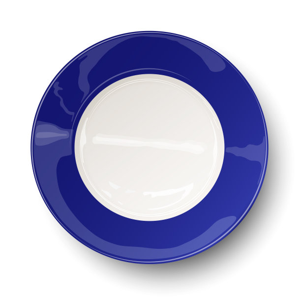 空的深蓝色盘子孤立在白色图片下载