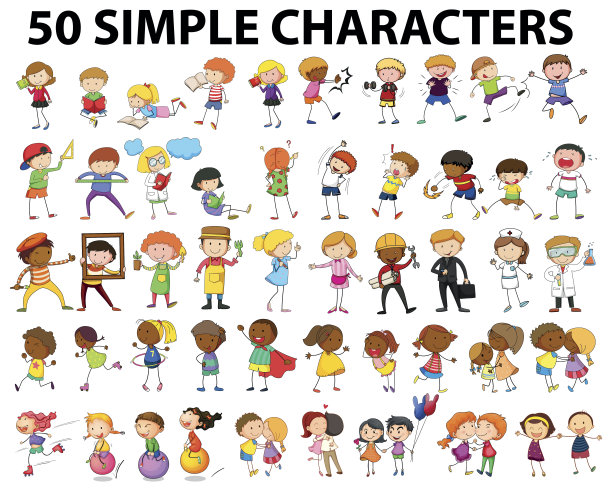 50个简单的角色做不同的活动图片下载