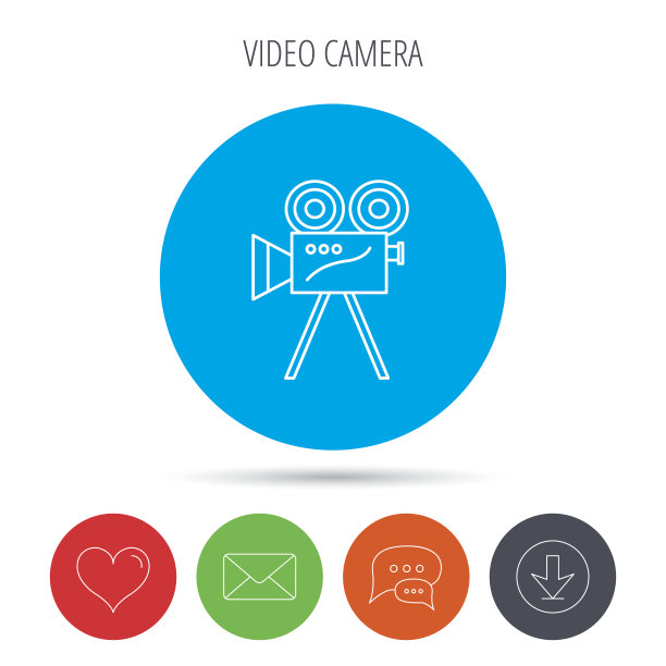 摄像头图标。怀旧电影的迹象。图片下载