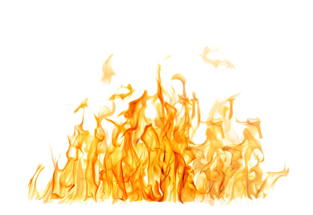 黑色和明亮的橙色火在白色的背景图片下载