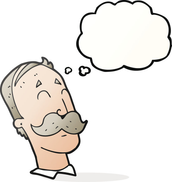 思想泡泡卡通上了年纪的大胡子男人图片下载