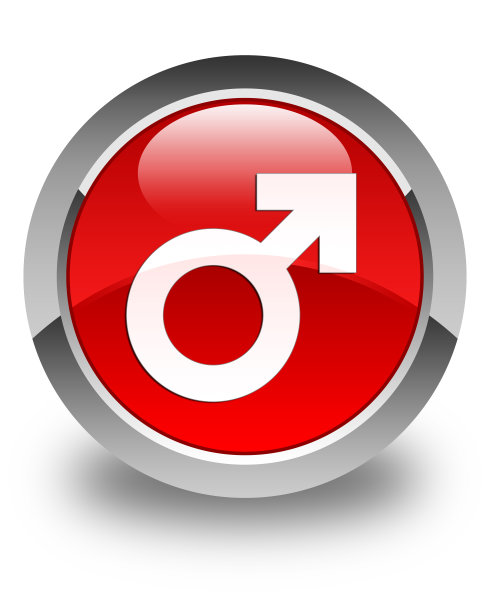 男性标志图标亮红色圆形按钮图片下载