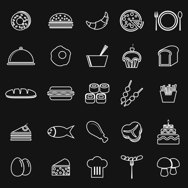 食物线图标在白色背景图片下载