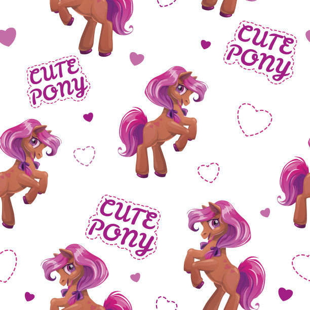 无缝图案与可爱的卡通小马图片下载