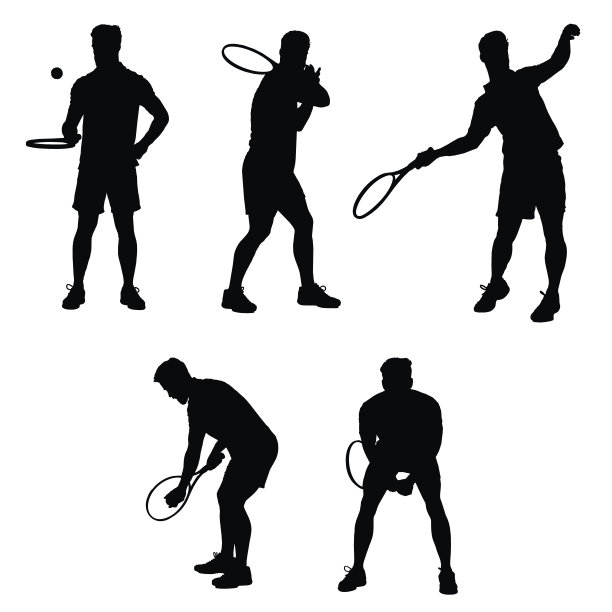 收集不同的网球运动员姿势图片下载
