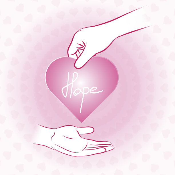 手牵着粉红色的心满怀希望图片下载