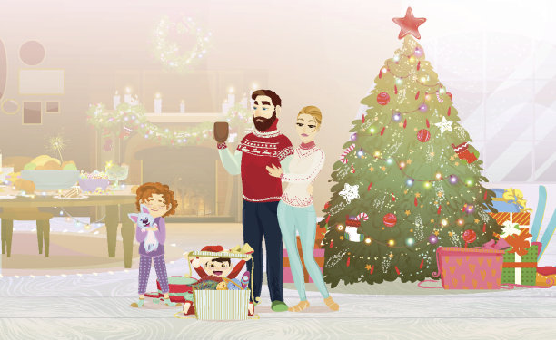 圣诞佳节，合家欢乐。图片下载