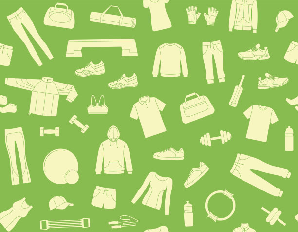 无缝背景与服装和配件的健身图片下载