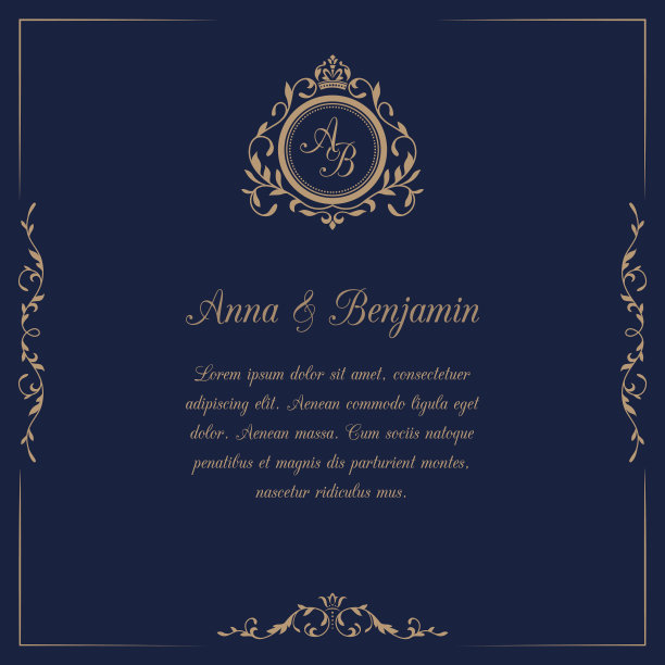 印有字母的婚礼请柬图片下载