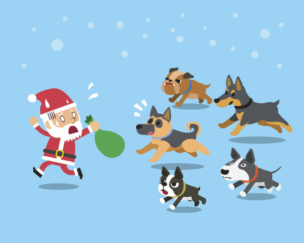 卡通圣诞老人和狗图片下载