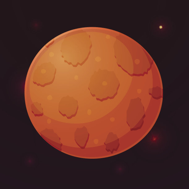 火星在太空，孤立的矢量插图图片下载