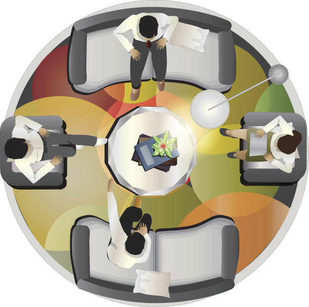 室内家具俯视图，矢量插图图片下载