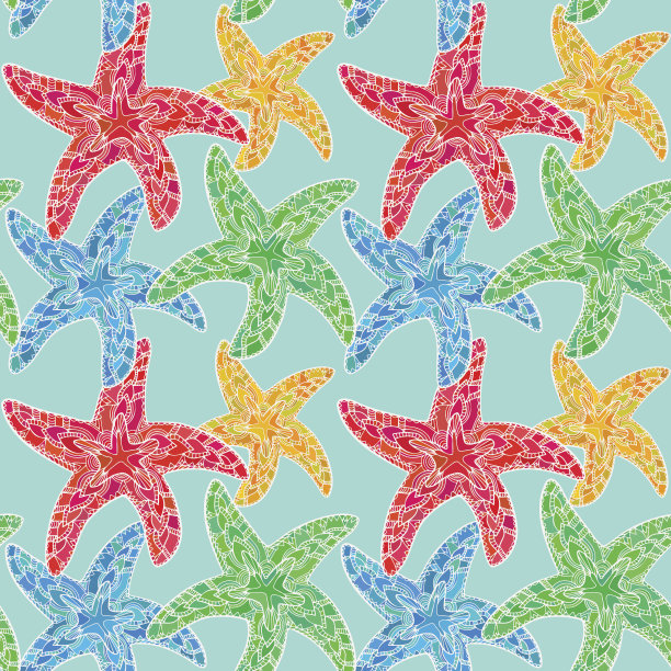 海星纠结的图案蓝色七彩图片下载