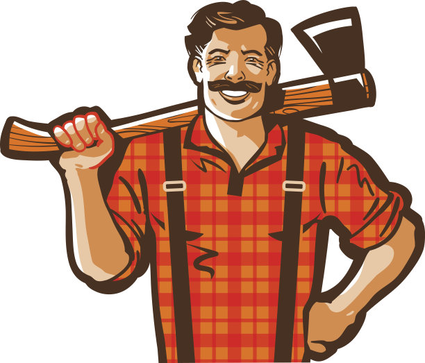 伐木工人矢量标志。伐木工或伐木图标图片下载