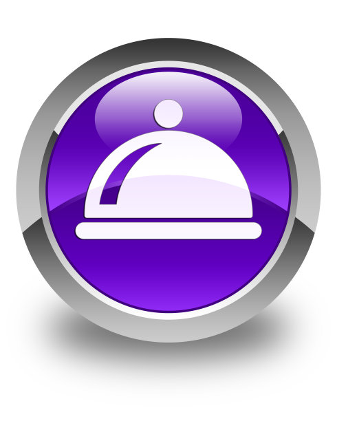 菜盘图标亮紫色圆形按钮图片下载