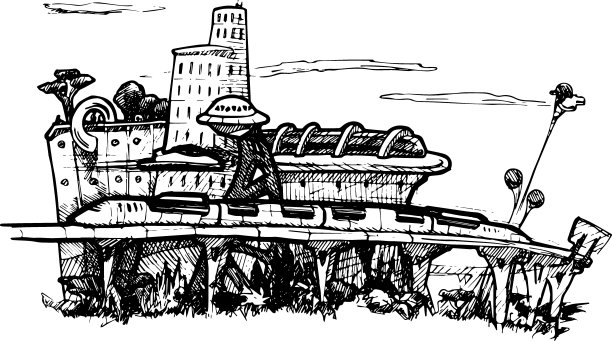 城市景观。科幻小说。图片下载