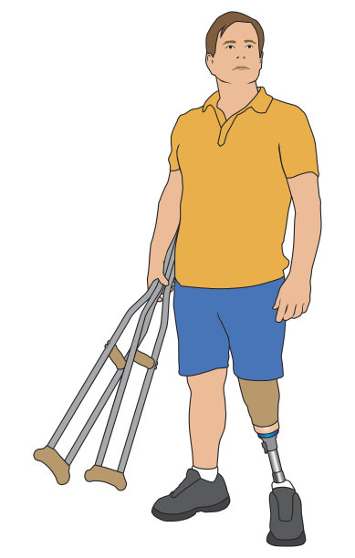 截肢者拿着拐杖图片下载