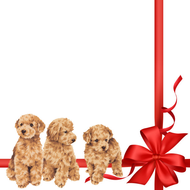 狗和丝带插图图片下载