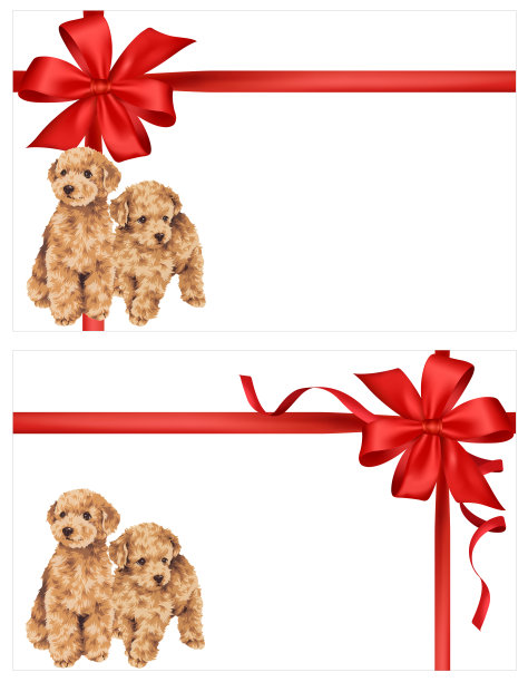 狗和丝带插图图片下载