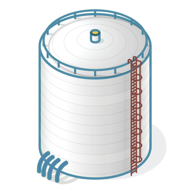 用于储存水、气、油、氧和固体燃料的储罐。图片下载