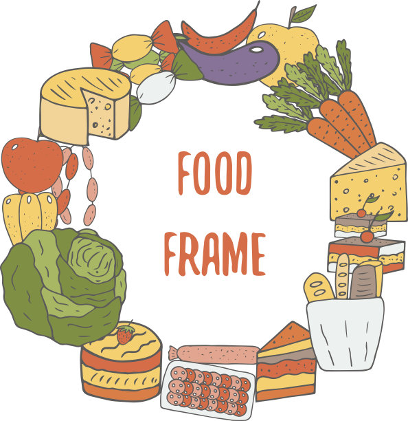 手绘涂鸦食物框图片下载